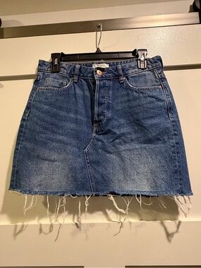 H&M Blue Distressed Denim Mini Skirt
